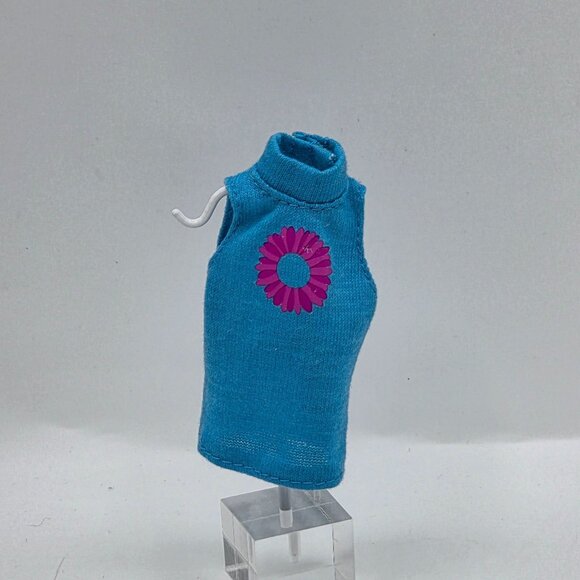 Genuine Barbie Blue Sleeveless Doll Top With Pink Flower Design - Mattel Brand - Picture 1 of 5